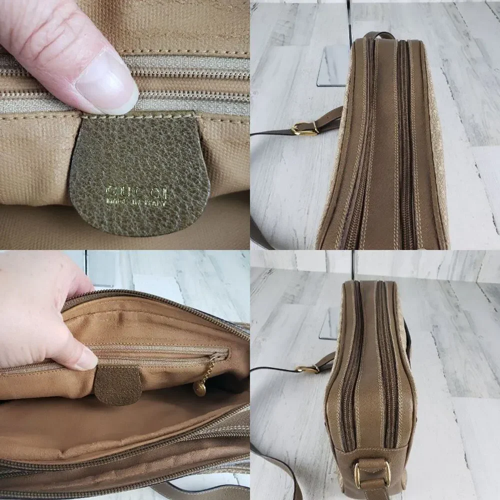 Gucci Brown Canvas Jacquard & Leather Shoulder Bag Retro Print Camera Bag